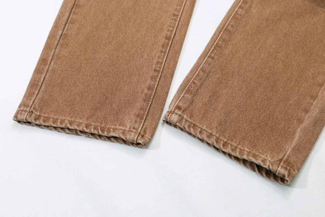 657#Gallery Dept new basic style brown washed small straight leg jeans American high street casual trousers washed brown S～XL P220